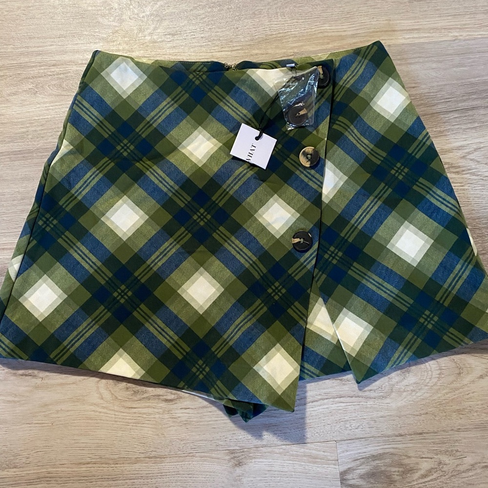 WeWoreWhat green plaid skort